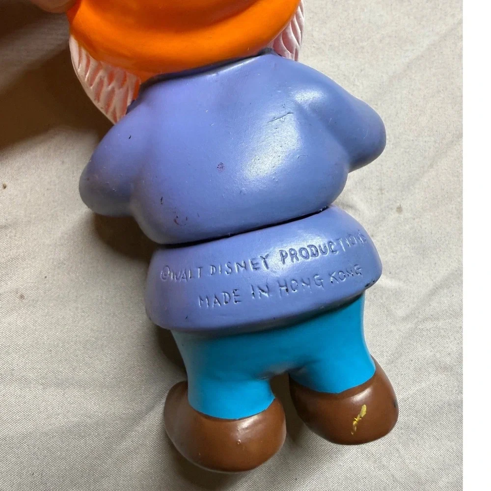 Disney Vintage 7 Dwarfs Rubber Squeak Toys Complete Set Hong Kong Snow White